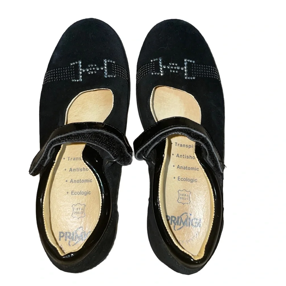 Primigi Girls Black Dressy shoes Sparkling gem details size 1 Suede
